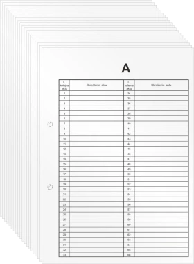 20x Przekładka kartonowa do akt osobowych typ A Biurfol, A4, 1 karta