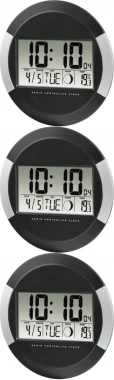 3x Zegar ścienny Hama DCF PP-245, 24.5cm, elektroniczny, czarny