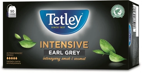 6x Herbata Earl Grey czarna w torebkach Tetley Intensive, 50 sztuk x 2g