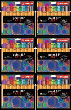 6x Cienkopisy Stabilo Point 88 Arty, 0.4mm, 24 sztuki, etui, mix kolorów