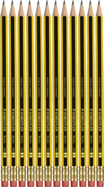 12x Ołówek Staedtler Noris, HB, z gumką, czarno-żółty
