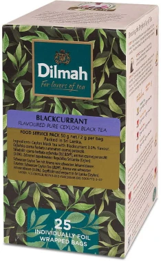3x Herbata czarna aromatyzowana w kopertach Dilmah, czarna porzeczka, 25 sztuk x 2g