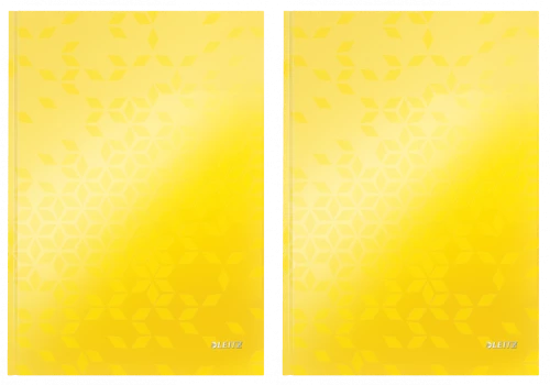 2x Brulion w kratkę Leitz Wow, A4, twarda oprawa, 80 kartek, żółty
