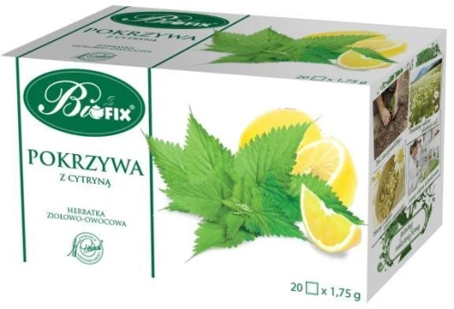 2x Herbata ziołowa w torebkach Bifix, pokrzywa z cytryną, 20 sztuk x 1.75g