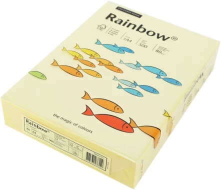 5x Papier kolorowy Rainbow, A4, 80g/m2, 500 arkuszy, jasny żółty (R12)