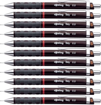 2x Ołówek automatyczny Rotring Tikky III, 0.5 mm, z gumką, bordowy