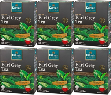 6x Herbata Earl Grey czarna w torebkach Dilmah, 100 sztuk x 2g