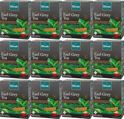 12x Herbata Earl Grey czarna w torebkach Dilmah, 100 sztuk x 2g