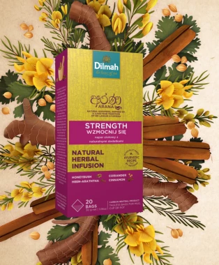 12x Herbata funkcjonalna w torebkach Dilmah Arana Strength / Wzmocnij się, 20 sztuk x 1.5g