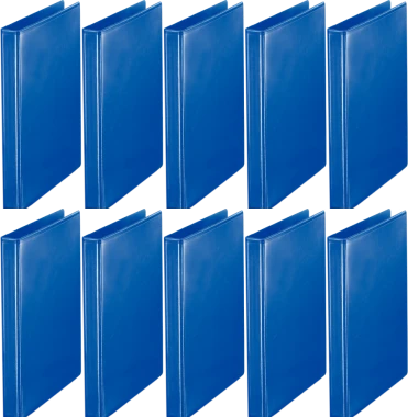 10x Segregator prezentacyjny Esselte, A4, szerokość grzbietu 38mm, do 180 kartek, 4 ringi, niebieski