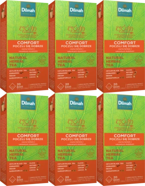 6x Herbata funkcjonalna w torebkach Dilmah Arana Comfort / Poczuj się dobrze, 20 sztuk x 1.5g