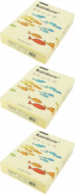 3x Papier kolorowy Rainbow, A4, 80g/m2, 500 arkuszy, jasny żółty (R12)