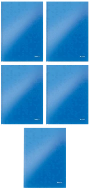 5x Zeszyt w kratkę Leitz Wow, A4, twarda oprawa, 80 kartek, niebieski