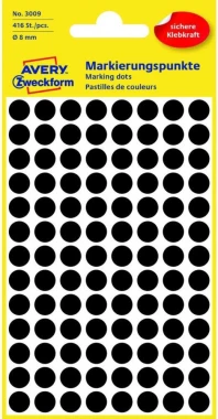 12x Etykiety oznaczeniowe Avery Zweckform, okrągłe, średnica 8mm, 416 sztuk, czarny