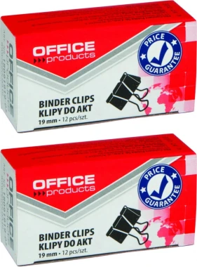 2x Klip biurowy Office Products, 19mm, 12 sztuk, czarny