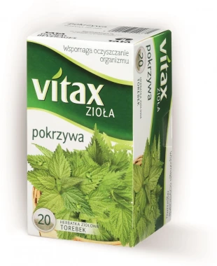 3x Herbata ziołowa w torebkach Vitax, pokrzywa, 20 sztuk x 1.5g