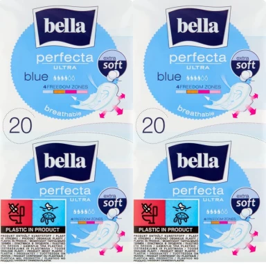 2x Podpaski Bella Perfecta Ultra Blue, extra soft, ze skrzydełkami, 20 sztuk