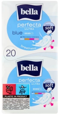 2x Podpaski Bella Perfecta Ultra Blue, extra soft, ze skrzydełkami, 20 sztuk