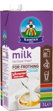 12x Mleko UHT do spieniania Łowicz, bez laktozy, 3.8%, 1l