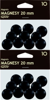 2x Magnesy Grand, 20mm, 10 sztuk, czarny