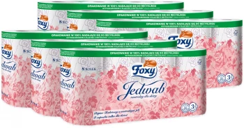 6x Papier toaletowy Foxy Jedwab, 3-warstwowy, 8 rolek, biały