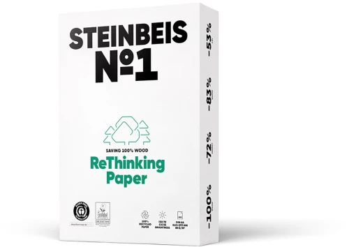 240x Papier ksero ekologiczny Steinbeis No.1, A4, 80g/m2, 500 arkuszy, biały