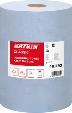 60x Czyściwo papierowe Katrin Classic XXL 2 Blue 481153, 2-warstwowe, 38cmx180m, 1 sztuka, niebieski