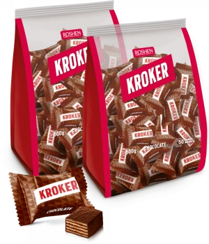 2x Ciastka wafelki Roshen Kroker, pakowane pojedynczo, czekoladowy, 500g