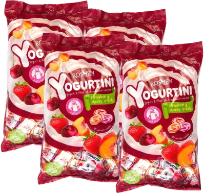 4x Cukierki karmelki Roshen Yogurtini, owocowo-śmietankowy, 1kg