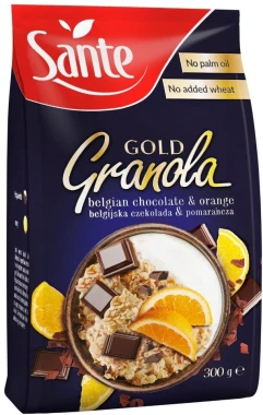 6x Granola Sante Gold, czekolada i pomarańcza, 300g