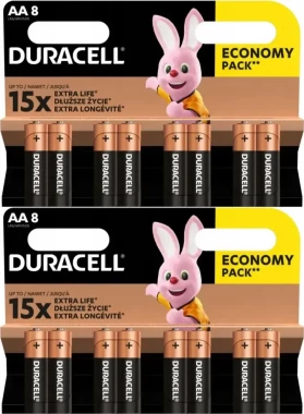 2x Bateria alkaliczna Duracell, AA, 8 sztuk