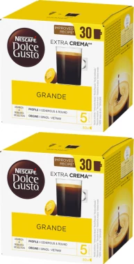 2x Kawa w kapsułkach Nescafe Dolce Gusto Grande, 30 sztuk