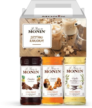 4x Zestaw syropów Monin Coffee Maxi Set, wanilia/czekolada/karmel, 3x250ml