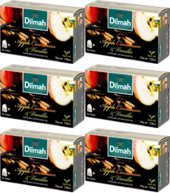 6x Herbata czarna aromatyzowana w torebkach Dilmah Apple, Cinnamon&Vanilla, jabłko/cynamon/wanilia, 20 sztuk x 1.5g