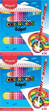 2x Kredki ołówkowe trójkątne Maped Color'Peps Oops, z gumką, 24 sztuki, mx kolorów