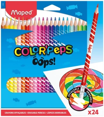 5x Kredki ołówkowe trójkątne Maped Color'Peps Oops, z gumką, 24 sztuki, mx kolorów
