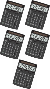 5x Kalkulator biurowy Eleven ECC-310, ekologiczny, 12 cyfr, czarny