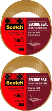 2x Taśma pakowa Scotch Secure Seal, 50mmx50m, brązowy