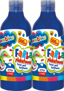 2x Farba plakatowa Bambino, w butelce, 500ml, niebieski