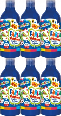 6x Farba plakatowa Bambino, w butelce, 500ml, niebieski