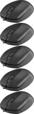 5x Mysz przewodowa Defender Alpha MB-507, cicha bezklikowa, 1000dpi, optyczna, czarny