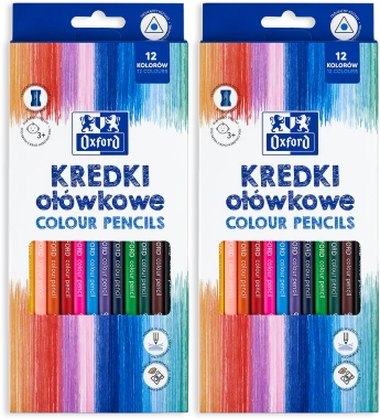 2x Kredki ołówkowe Oxford Regular, 12 sztuk + temperówka, mix kolorów