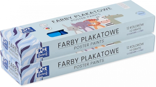 2x Farby plakatowe Oxford Kids, 20ml, 12 sztuk + 2 gratis, mix kolorów