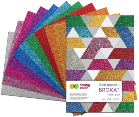 10x Blok Happy Color brokatowy, A5, 10 kartek, 10 kolorów