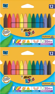 2x Kredki świecowe BIC Kids Plastidecor Triangle, 12 sztuk, mix kolorów