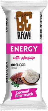 5x Baton owocowy BeRAW Energy, kokos, bez cukru, 40g