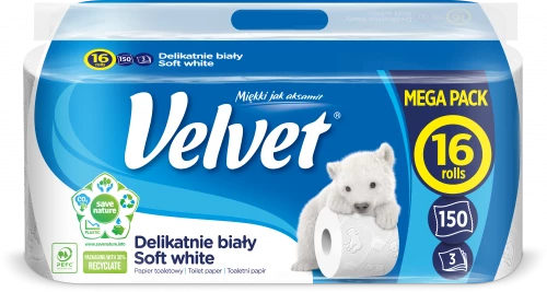 2x Papier toaletowy Velvet, 3-warstwowy, 16 rolek, delikatnie biały