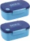 2x Lunchbox BackUP 5, bez BPA, 3 komory, 17x11x7cm, granatowo-niebieski