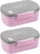 2x Lunchbox BackUP 5, bez BPA, 3 komory, 17x11x7cm, szaro-różowy