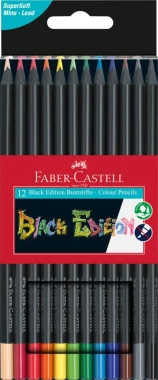 3x Kredki ołówkowe Faber Castell Black Edition, trójkątne, 12 sztuk, mix kolorów